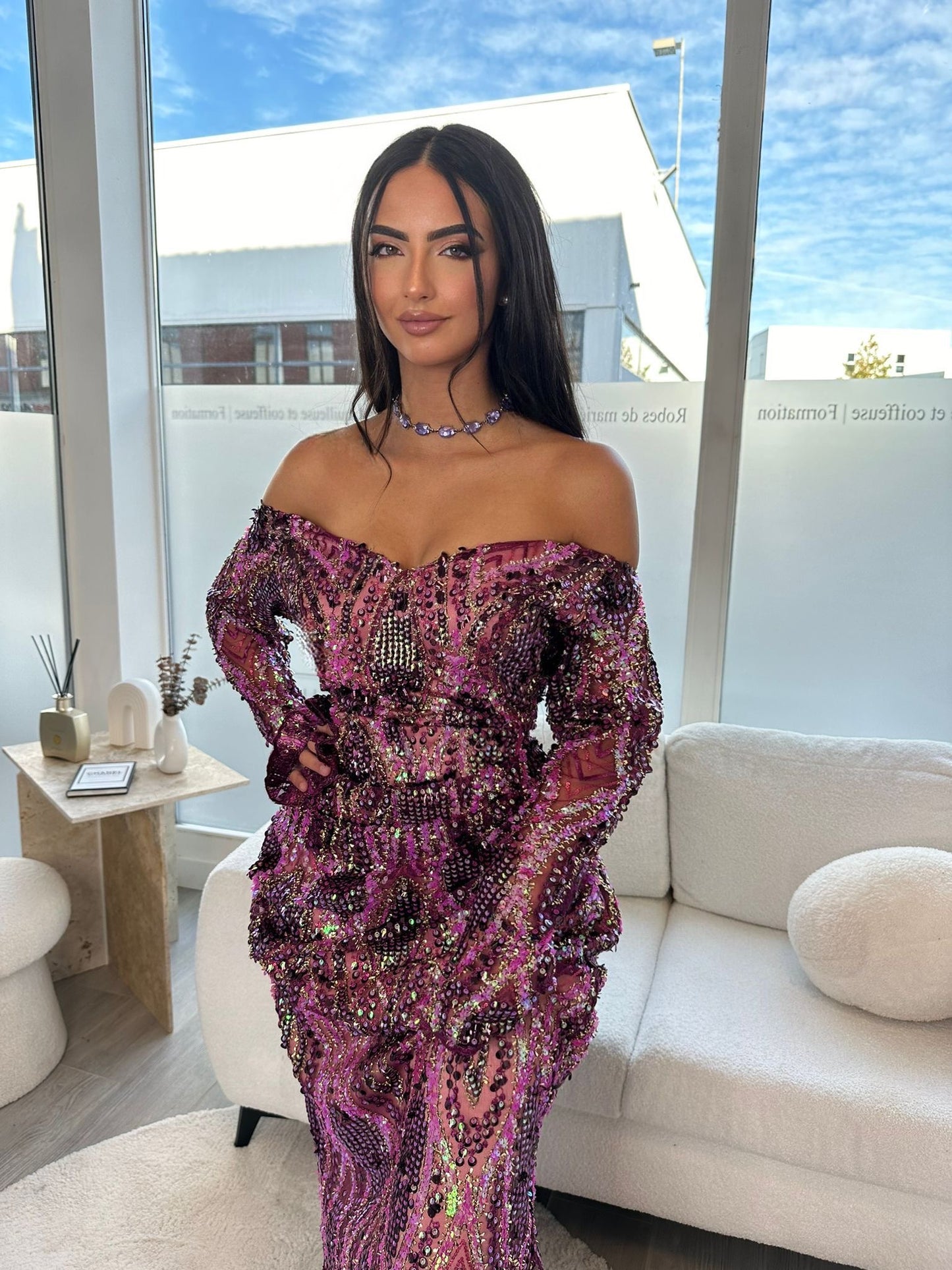 Robe à sequin rose