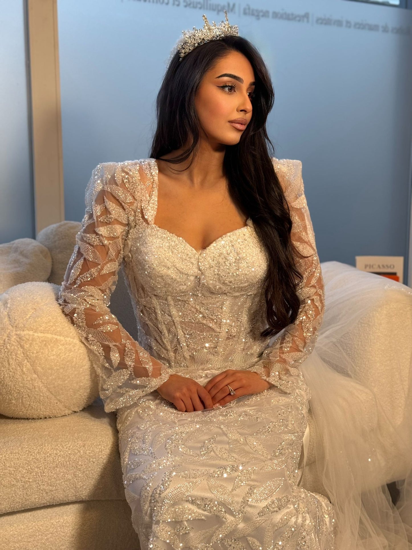 Robe mariée sirène manches longues