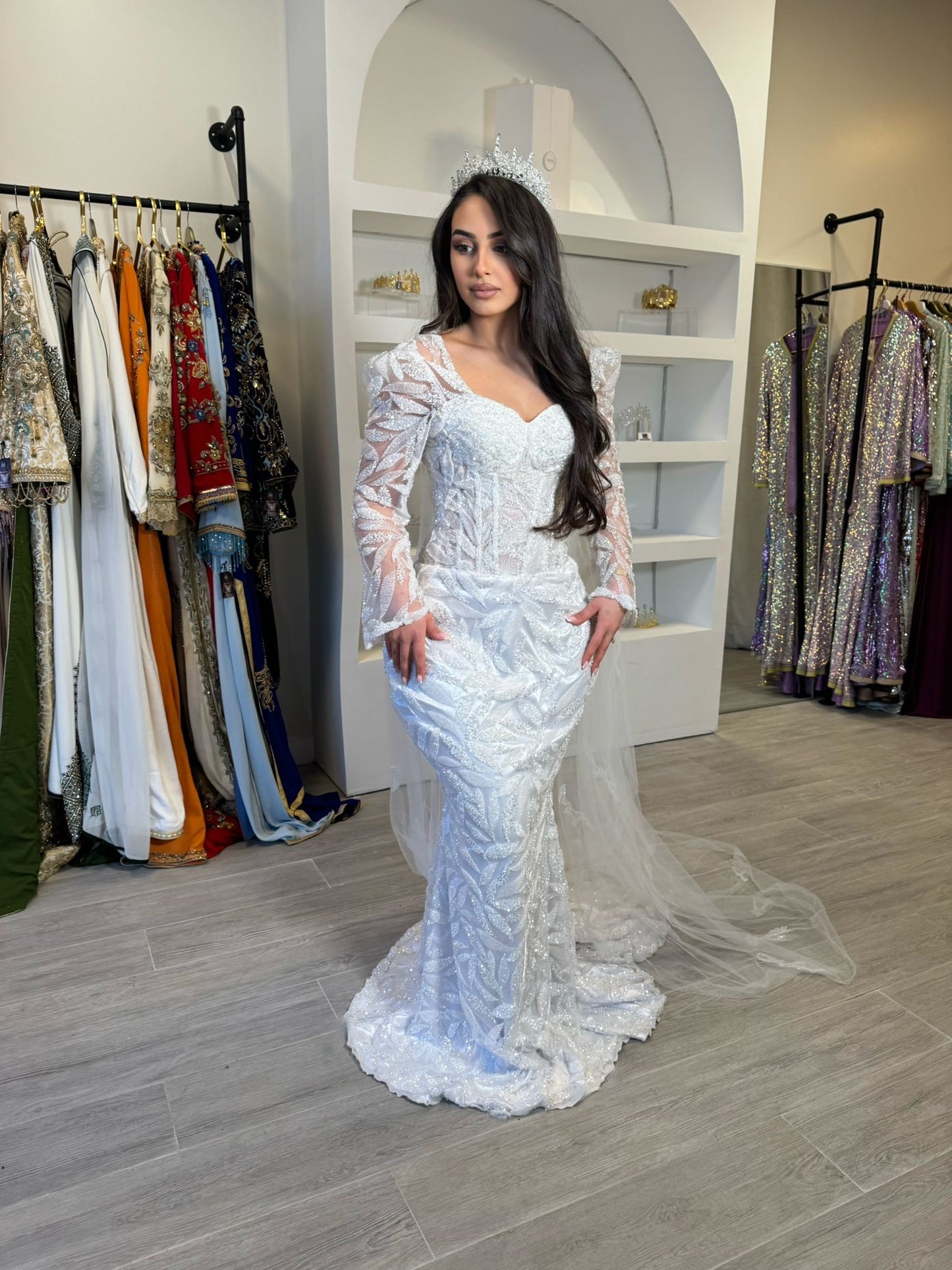Robe mariée sirène manches longues
