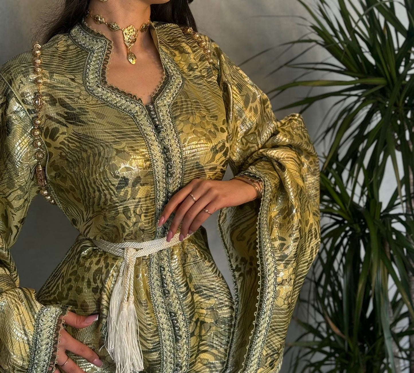 Caftan brocard nuancé python royal