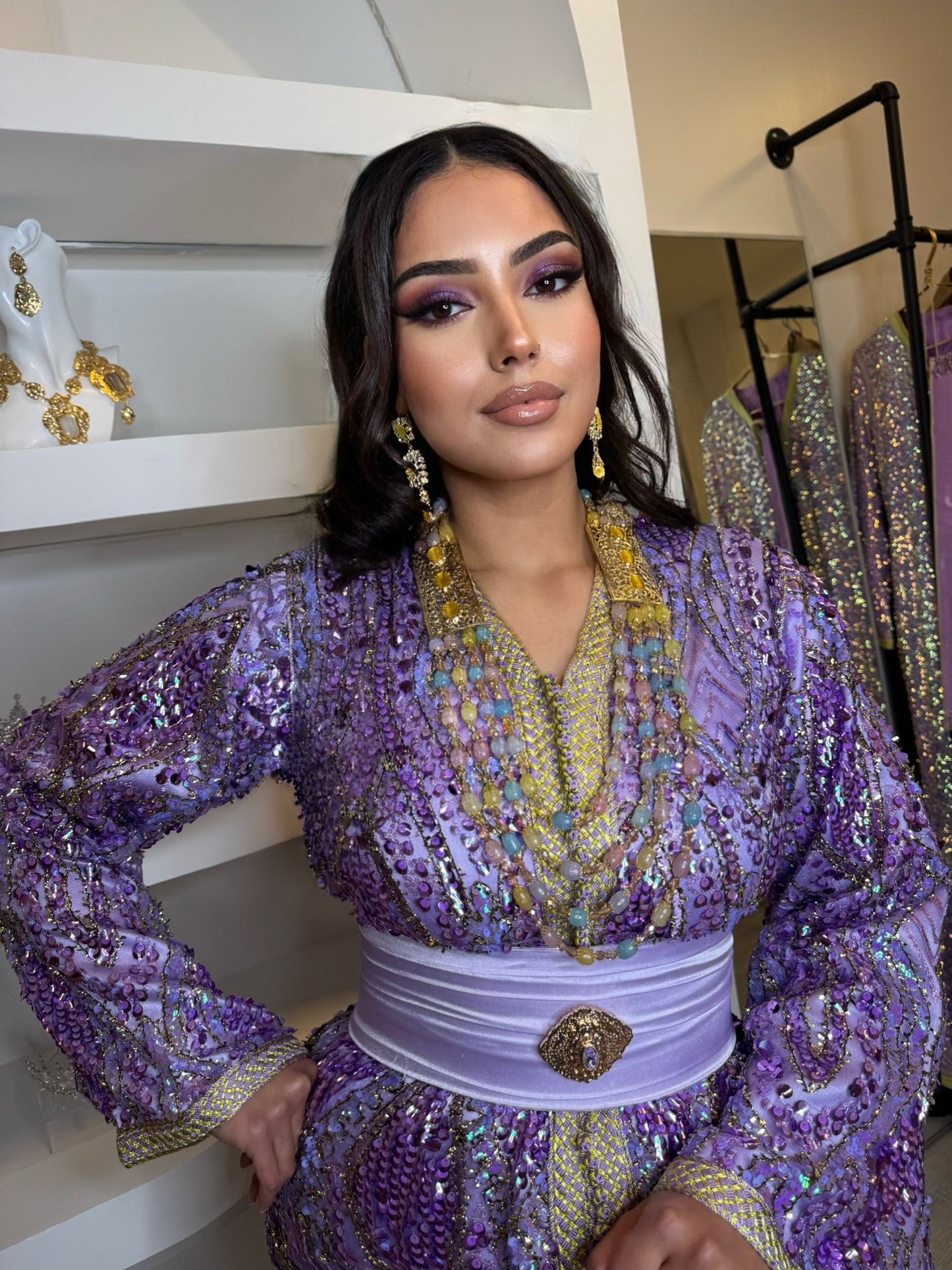 Caftan lila satinée