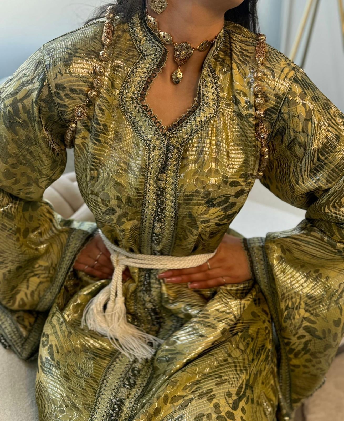 Caftan brocard nuancé python royal