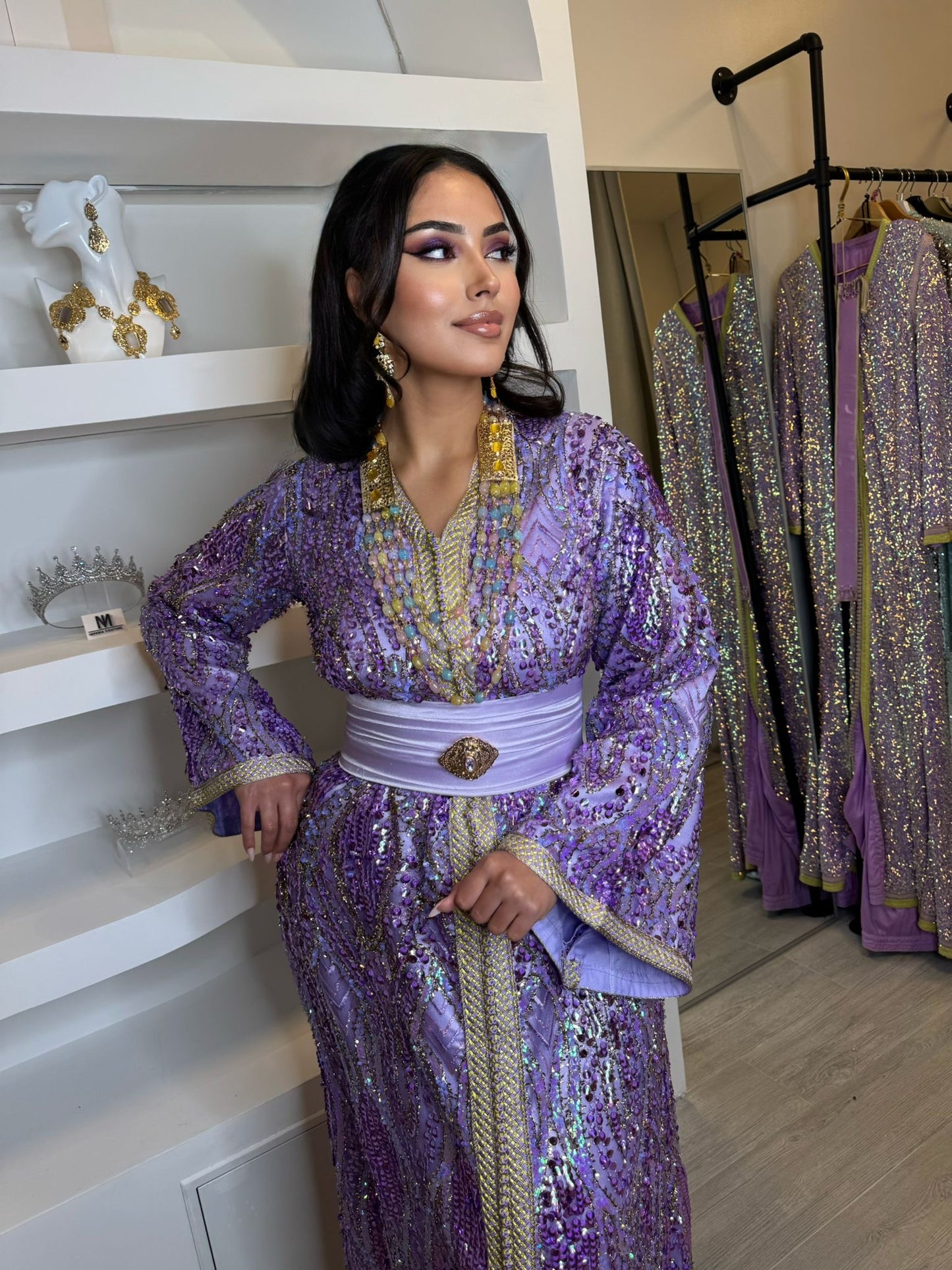 Caftan lila satinée