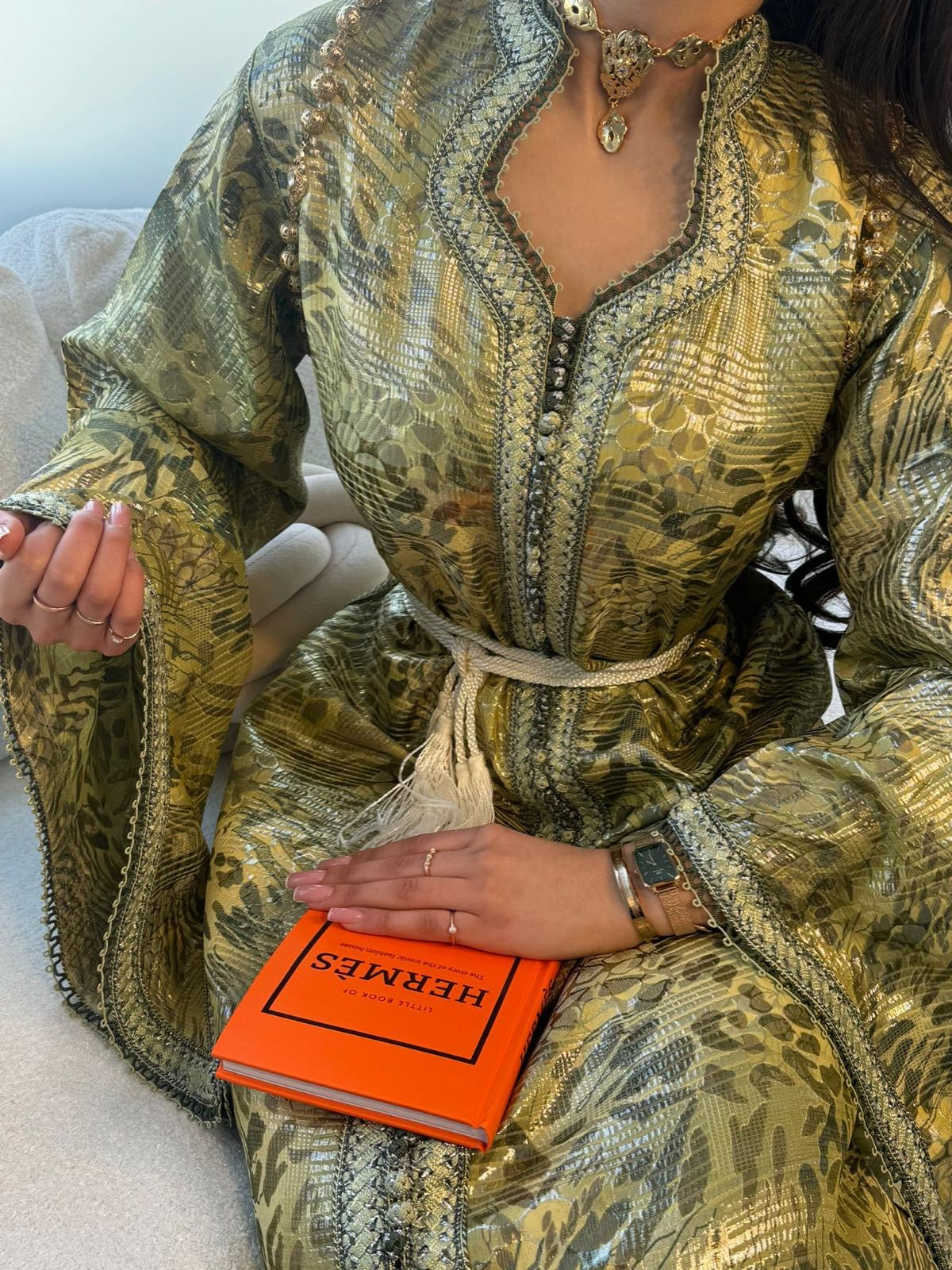 Caftan brocard nuancé python royal