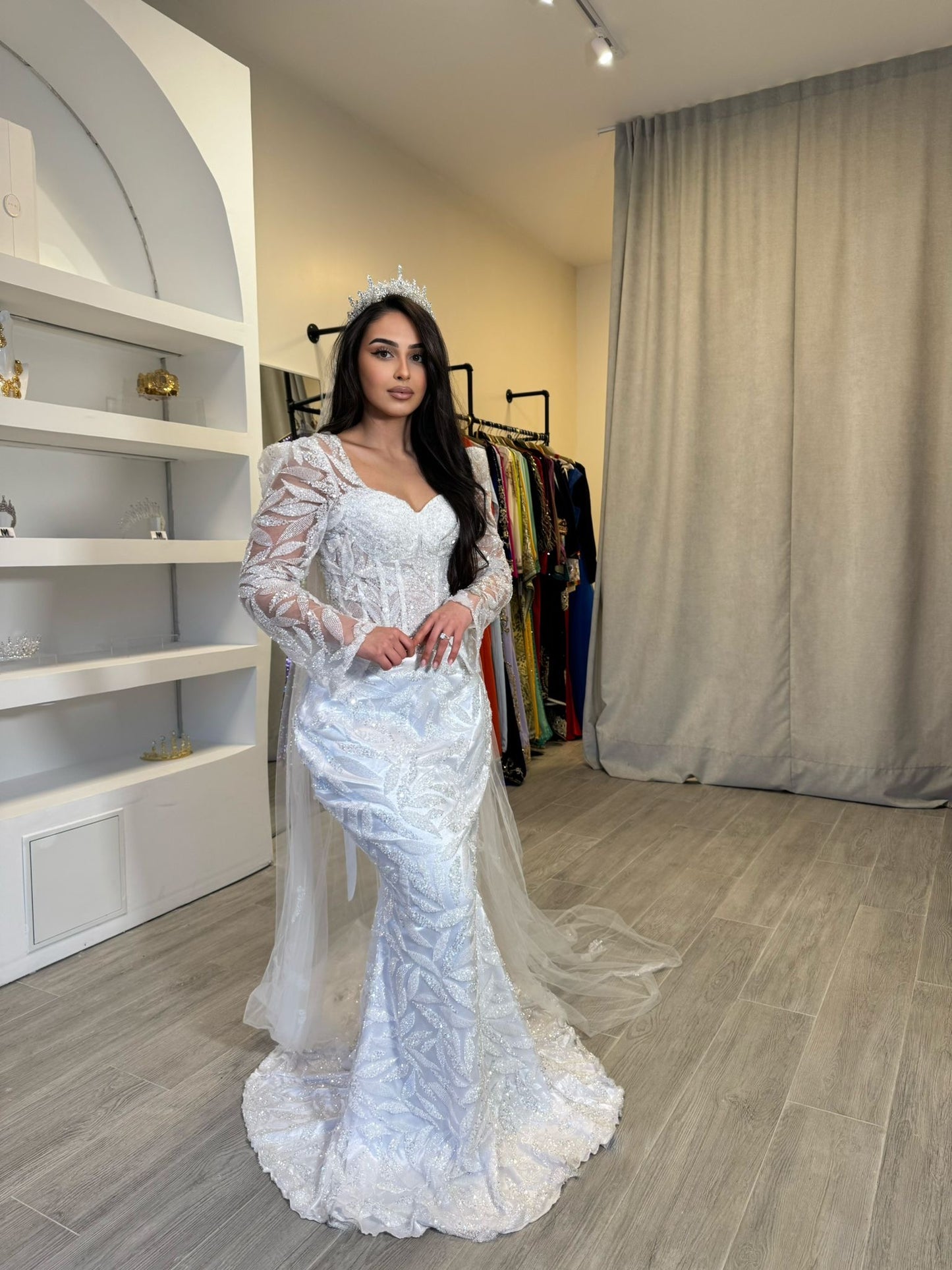 Robe mariée sirène manches longues